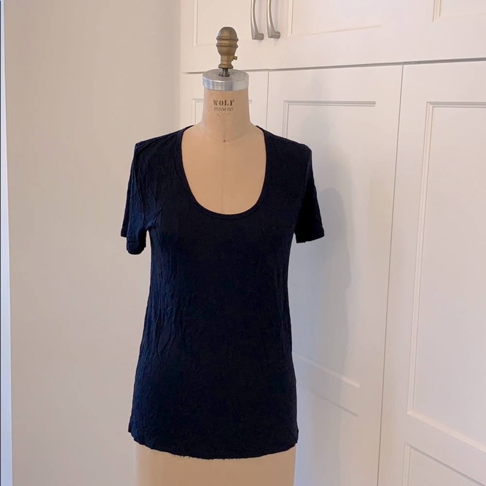 Rayon / elastane- S/s scoop nk tee w/ chest pocket